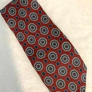 Lee Wright Collection Men's Necktie Tie Silk Maroon Green Gray Geometric Satin
